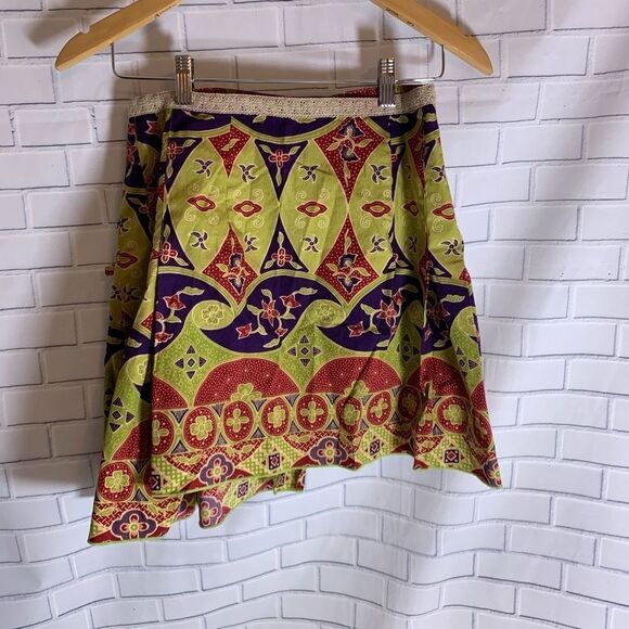 Anna Sui X Anthropologie Green Print Skirt Sz 6 - Picture 3 of 6